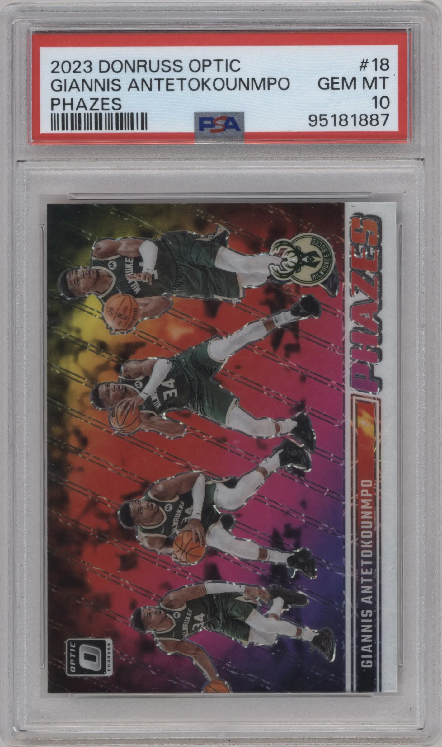 2023 Donruss Optic Phazes Giannis Antetokounmpo #18 PSA 10