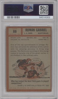 Roman Gabriel from the 1962 Topps set graded by PSA and given an overall grade of 3.