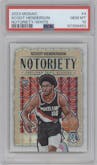 Scoot Henderson from the 2023-24 Panini Mosaic set featuring a White Mosaic parallel graded by PSA and given an overall grade of 10.