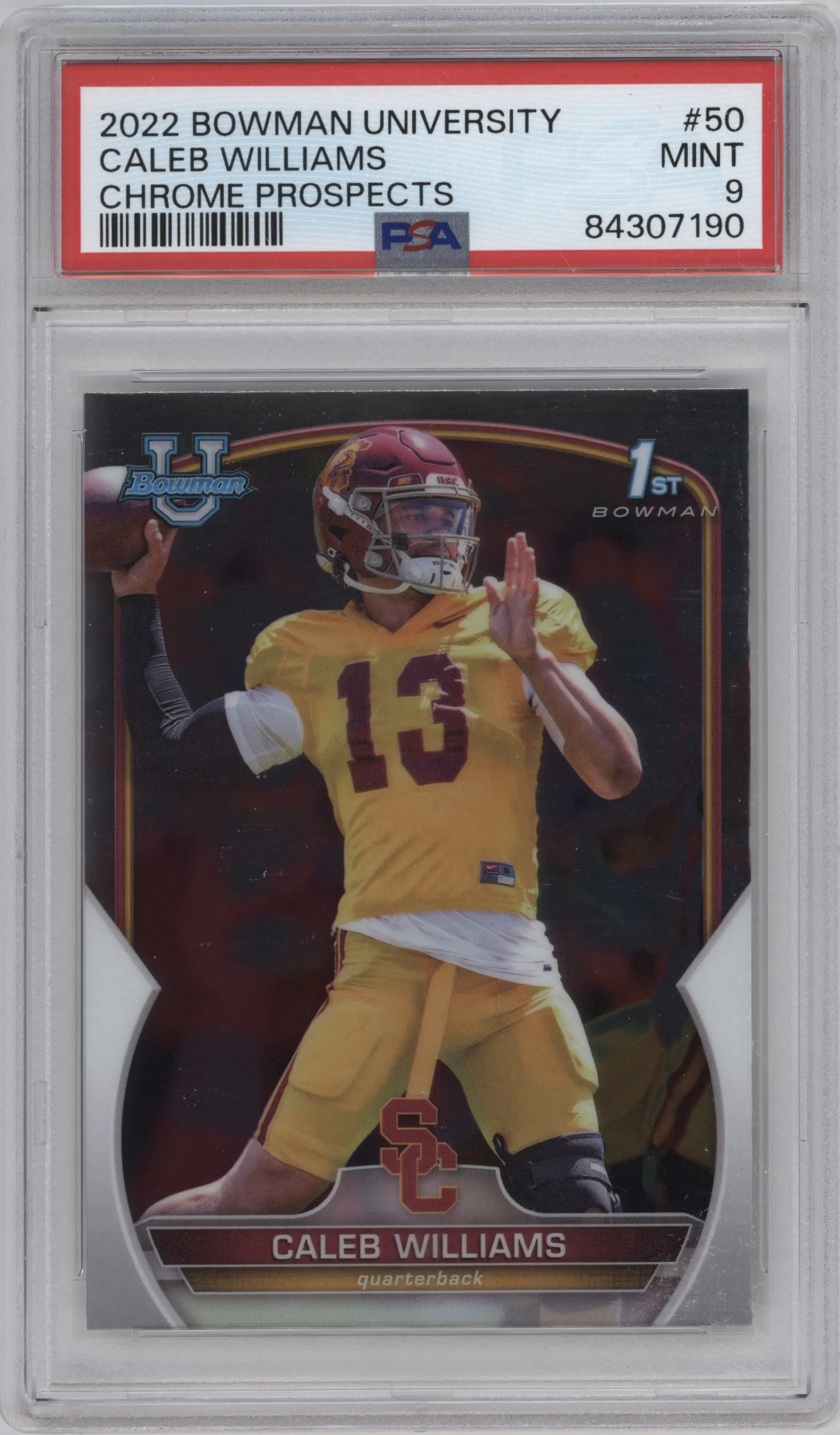 2022 Bowman University Chrome Caleb Williams PSA 9