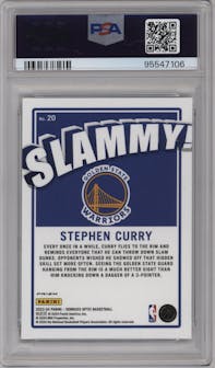 Stephen Curry from the 2023-24 Donruss Optic set graded by PSA and given an overall grade of 10.