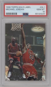 Michael Jordan from the 1998-99 Topps set graded by PSA and given an overall grade of 10.