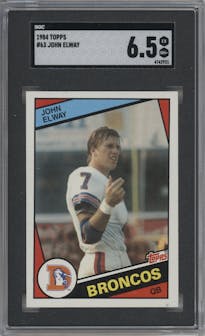 John Elway from the 1984 Topps set graded by SGC and given an overall grade of 6.5.