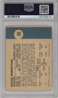 Oscar Robertson from the 1961 Fleer set graded by PSA and given an overall grade of 6.