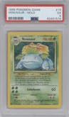 Venusaur from the 1999 Pokemon set graded by PSA and given an overall grade of 5.