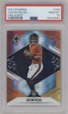 Justin Fields from the 2021 Panini Phoenix set featuring a Fire Burst parallel graded by PSA and given an overall grade of 10.
