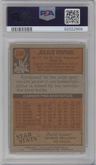 Julius Erving from the 1978-79 Topps set graded by PSA and given an overall grade of 8.