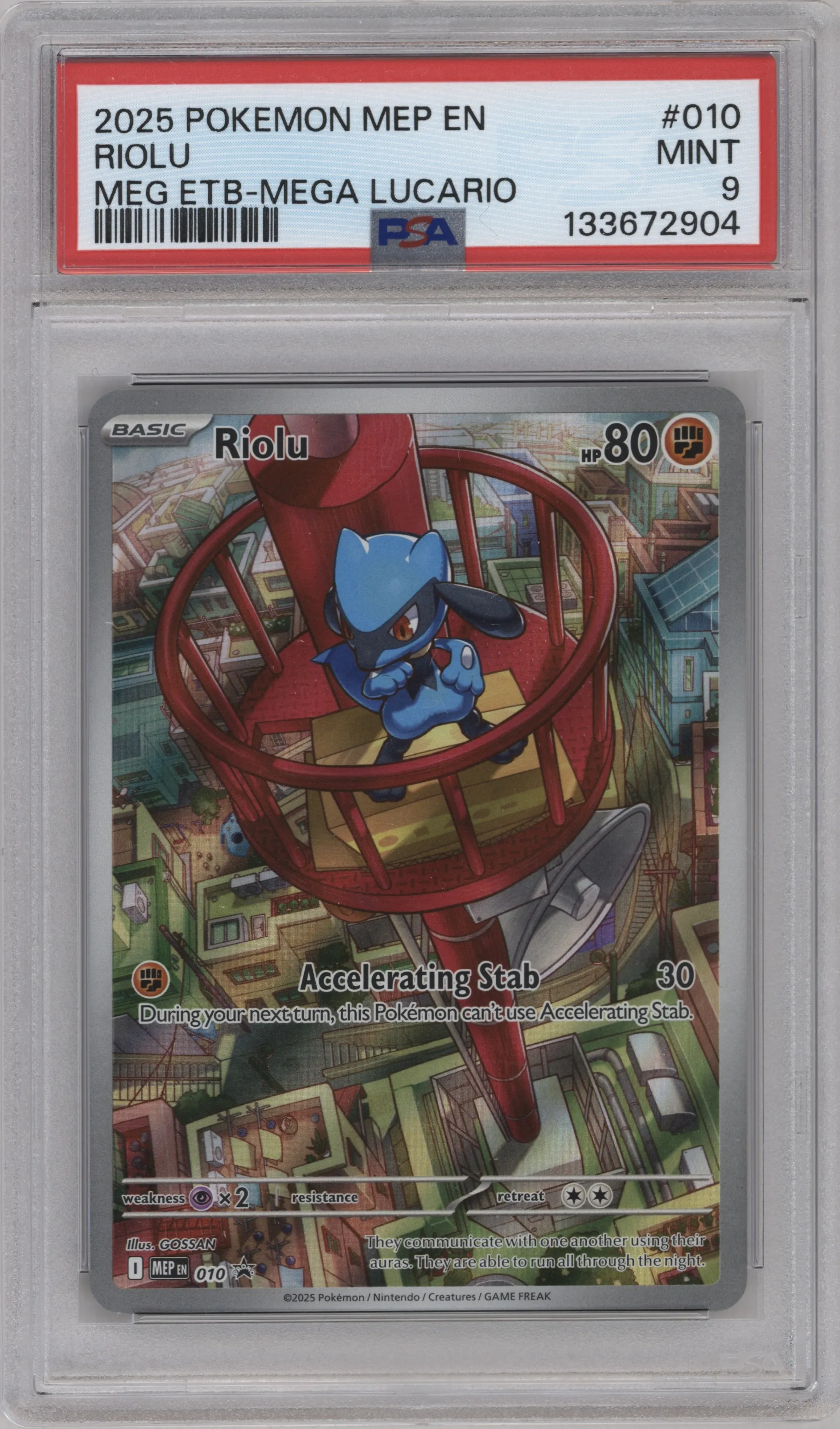 2025 Pokemon Mega Evolution Riolu Mega Evolution Elite Trainer Box (Mega Lucario) #010 PSA 9