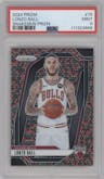 Lonzo Ball from the 2024-25 Panini Prizm set featuring a Snakeskin Prizm parallel graded by PSA and given an overall grade of 9.