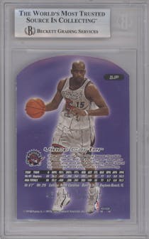 Vince Carter from the 1999-00 Fleer Ultra set featuring a Platinum Medallion parallel graded by Beckett and given an overall grade of 8.