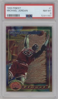 Michael Jordan from the 1993-94 Topps Finest  set graded by PSA and given an overall grade of 8.