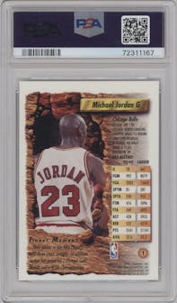 Michael Jordan from the 1993-94 Topps Finest  set graded by PSA and given an overall grade of 8.