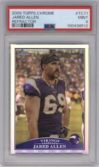 Jared Allen from the 2009 Topps Chrome set featuring a Refractor parallel graded by PSA and given an overall grade of 9.