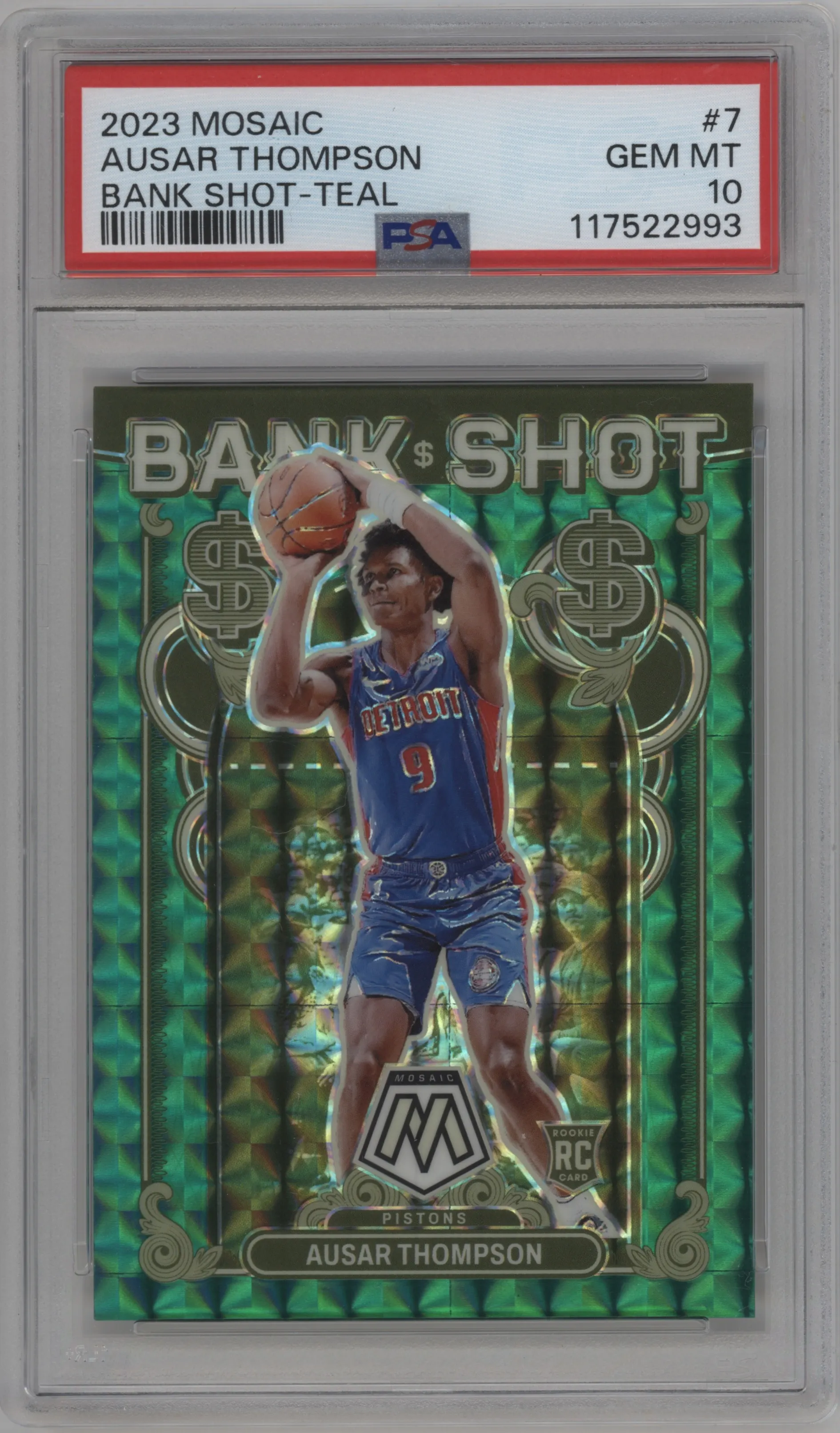 2023 Panini Mosaic Bank Shot Ausar Thompson Teal Mosaic PSA 10