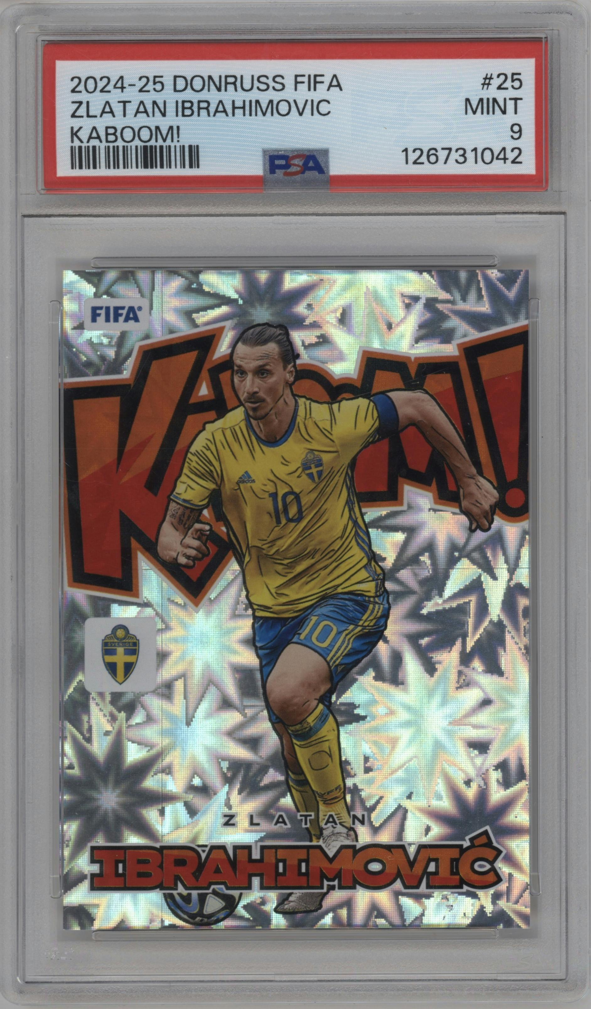 Zlatan Ibrahimovic from the 2024-25 Panini Donruss set graded by PSA and given an overall grade of 9.