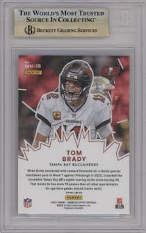 Tom Brady from the 2022 Panini Donruss Optic set graded by Beckett and given an overall grade of 9.5.