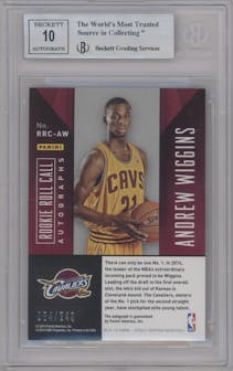 Andrew Wiggins from the 2014-15 Panini Totally Certified set graded by Beckett and given an overall grade of 9.