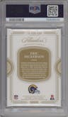 Eric Dickerson from the 2021 Panini Flawless set featuring a Ruby parallel graded by PSA and given an overall grade of 9.
