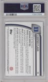 Cooper Flagg from the 2024-25 Bowman University Chrome set featuring a Purple Lava Refractor parallel graded by PSA and given an overall grade of 10.