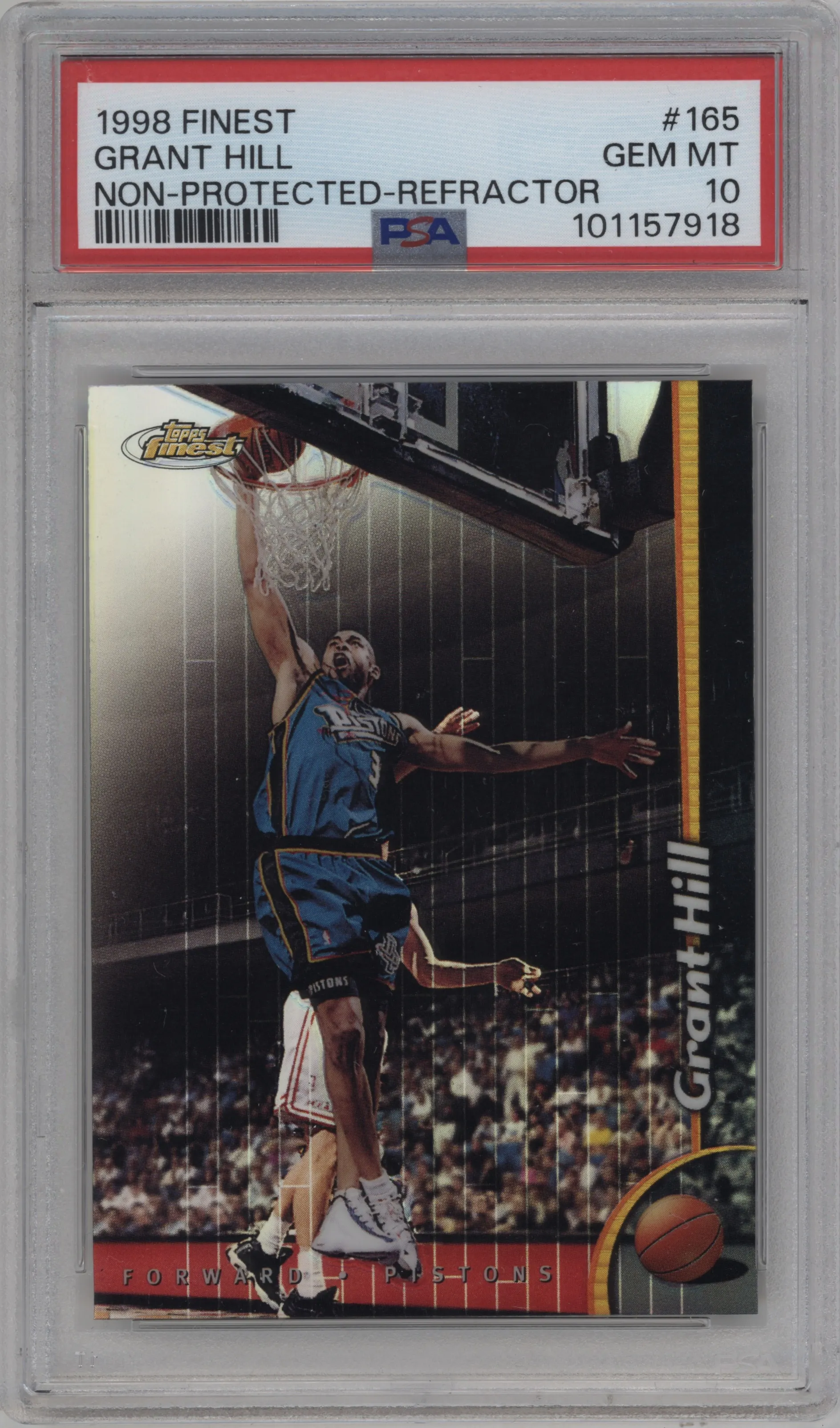 1998 Topps Finest Grant Hill Non Protected Refractor PSA 10
