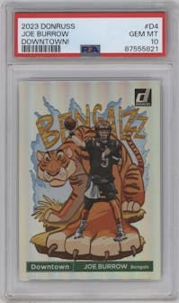 Joe Burrow from the 2023 Panini Donruss set graded by PSA and given an overall grade of 10.