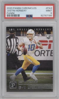 Justin Herbert from the 2020 Panini Chronicles set graded by PSA and given an overall grade of 9.