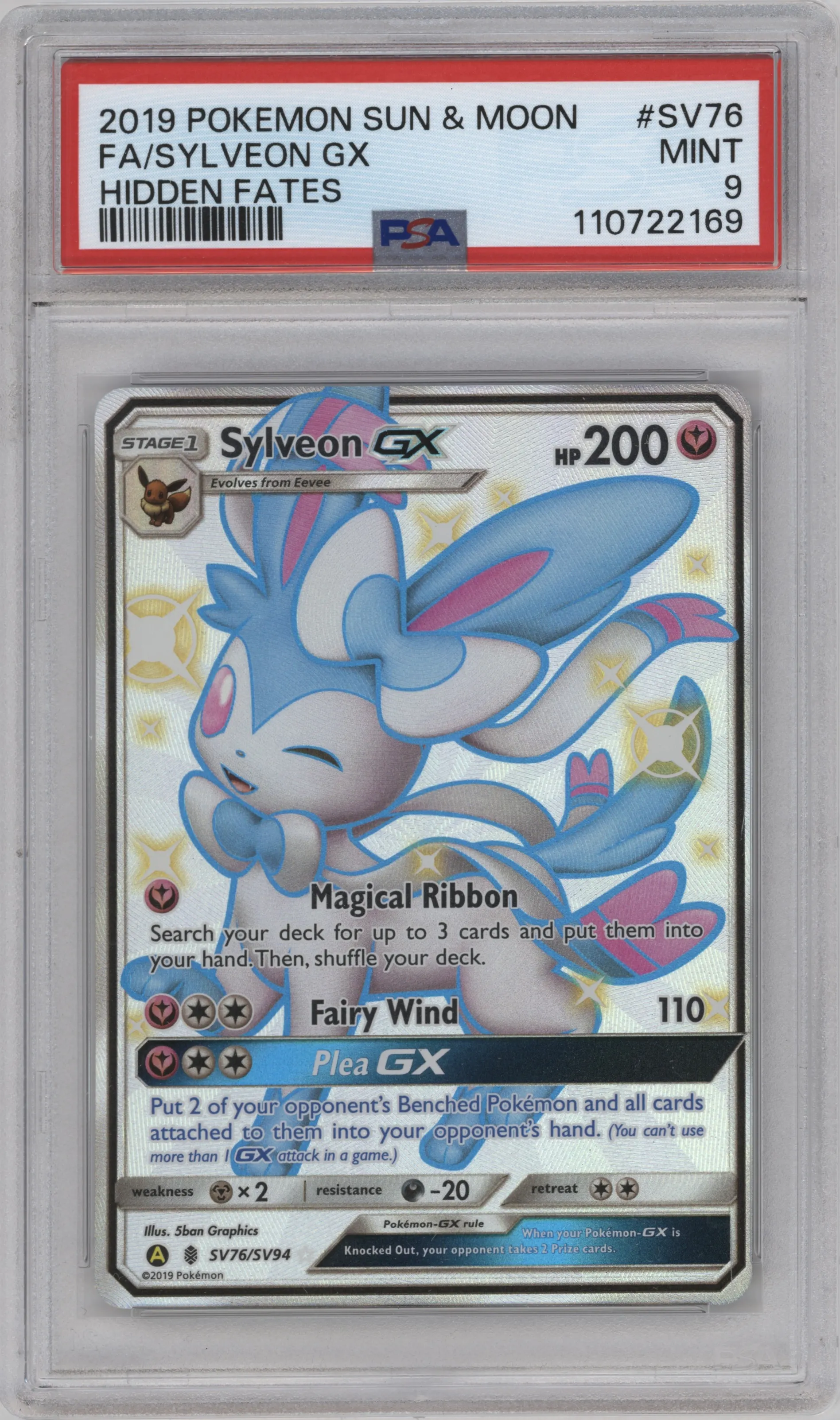 2019 Pokemon S&M Hidden Fates Sylveon GX PSA 9