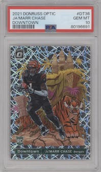 Ja'Marr Chase from the 2021 Panini Donruss Optic set graded by PSA and given an overall grade of 10.