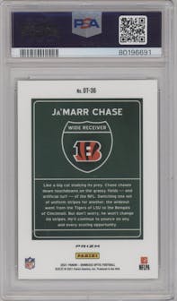 Ja'Marr Chase from the 2021 Panini Donruss Optic set graded by PSA and given an overall grade of 10.