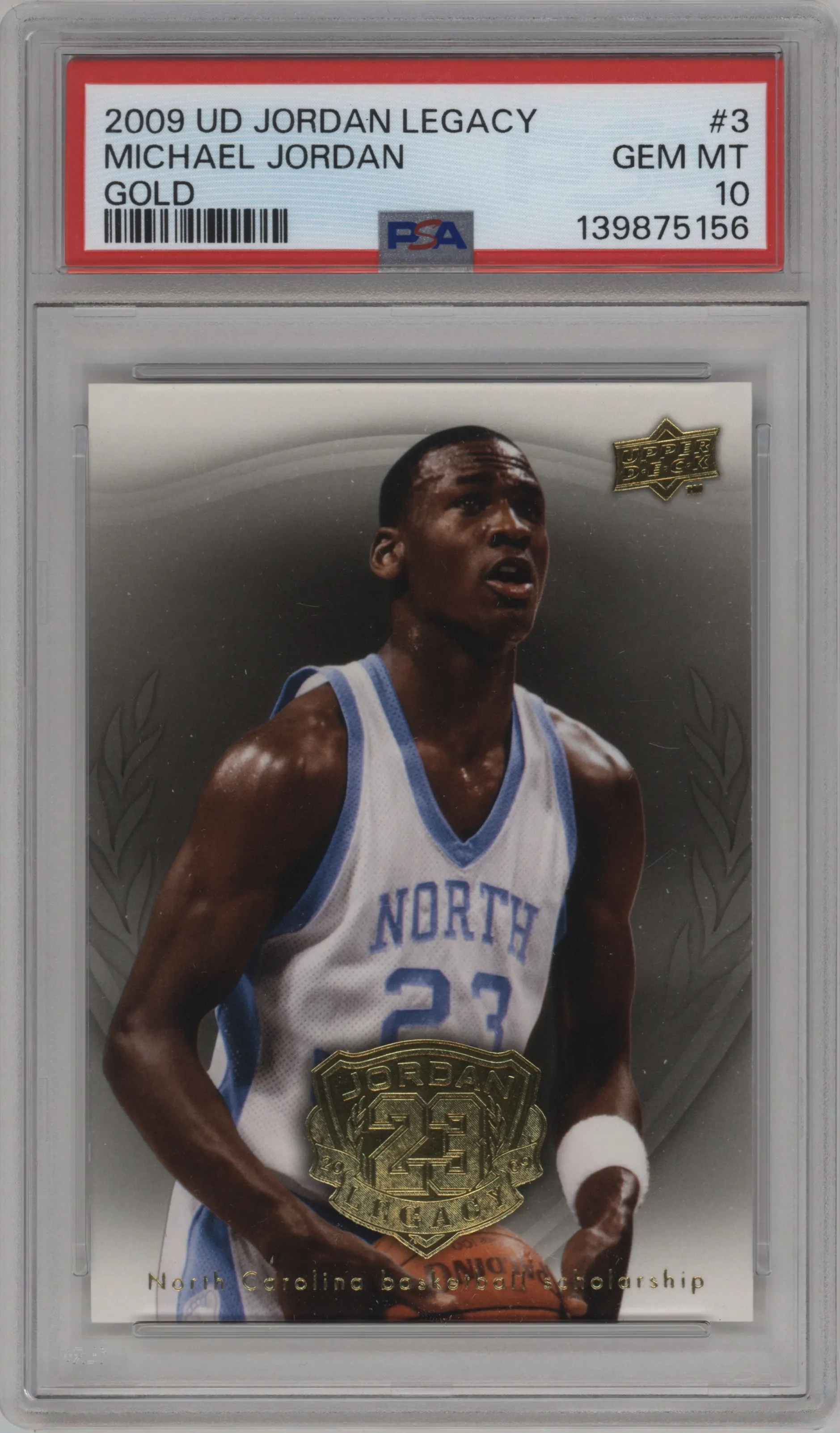 2009 Upper Deck Michael Jordan Legacy Collection Hall of Fame Edition Michael Jordan Gold #3 PSA 10