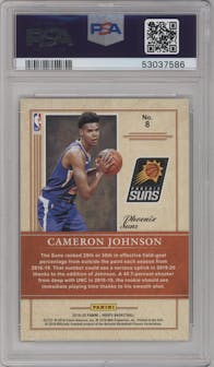 Cameron Johnson from the 2019-20 Panini NBA Hoops set featuring a Holo parallel graded by PSA and given an overall grade of 9.