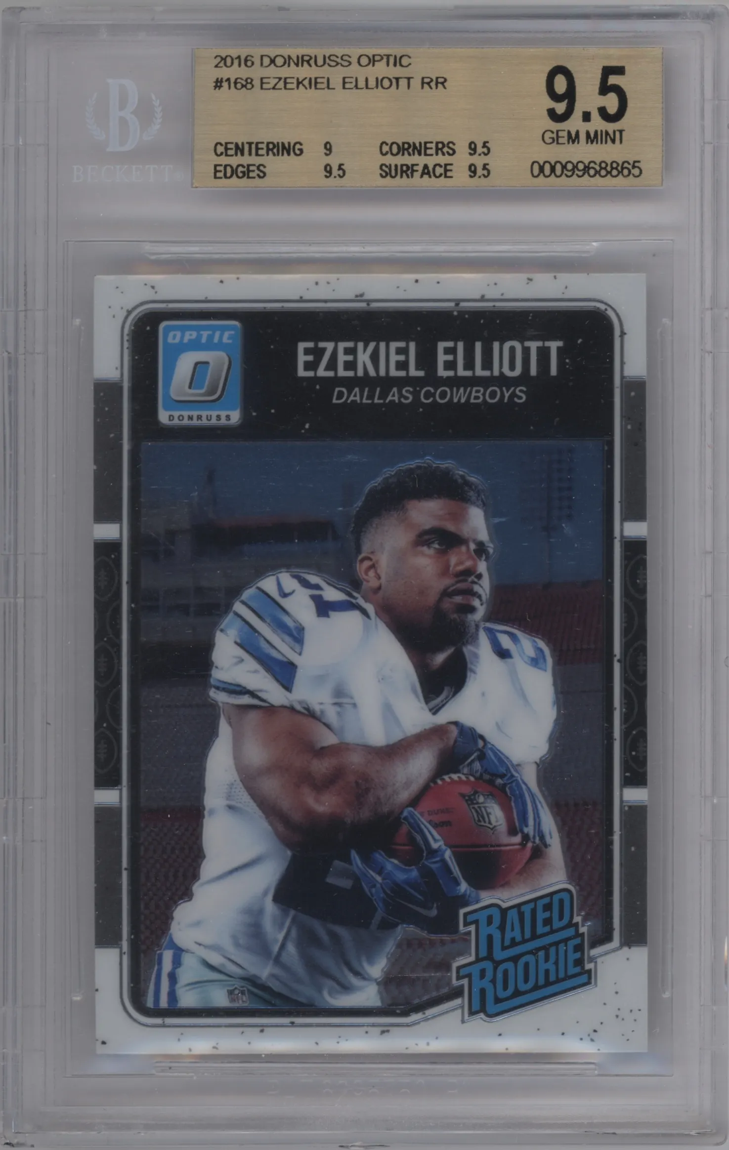 2016 Panini Donruss Optic Rated Rookie Ezekiel Elliott #168 BGS 9.5