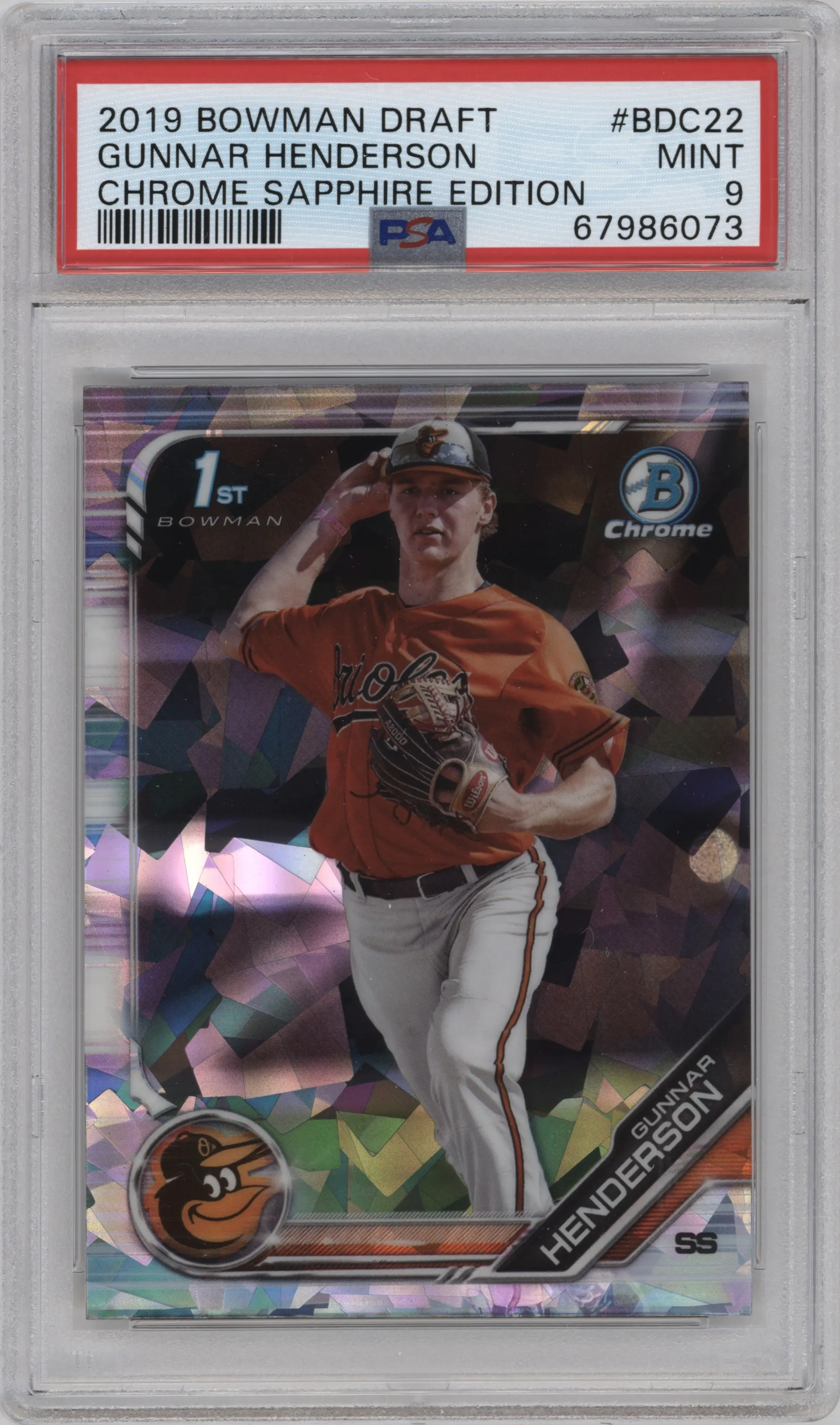 2019 Bowman Draft Sapphire Edition Chrome Gunnar Henderson PSA 9