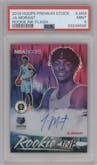 Ja Morant from the 2019-20 Panini Hoops Premium Stock set featuring a Flash parallel graded by PSA and given an overall grade of 9.