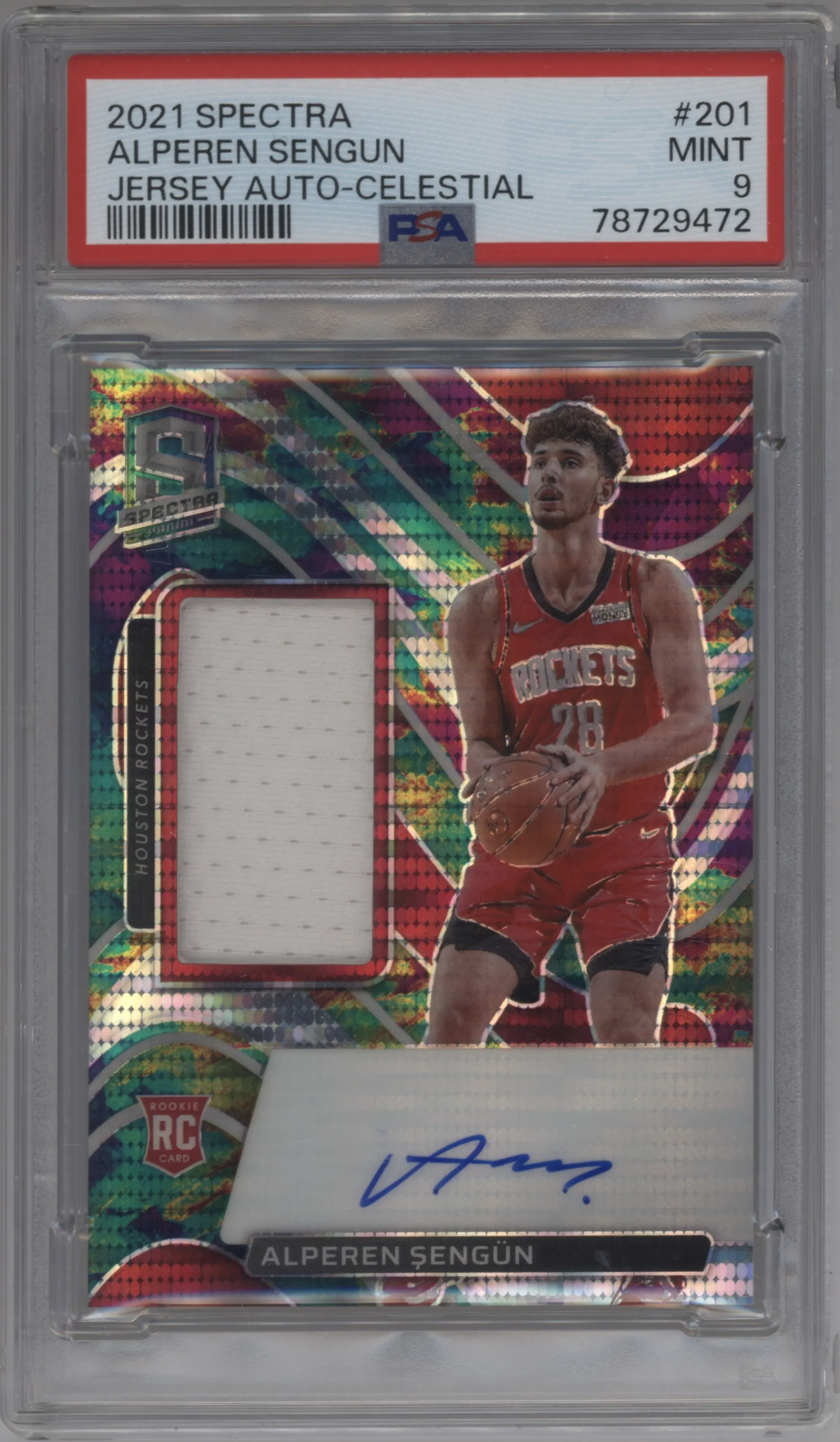 2021 Panini Spectra Rke.Jrsy.Auto Alperen Sengun Celestial PSA 9