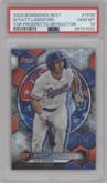 Wyatt Langford from the 2023 Bowman's Best set featuring a Refractor parallel graded by PSA and given an overall grade of 10.