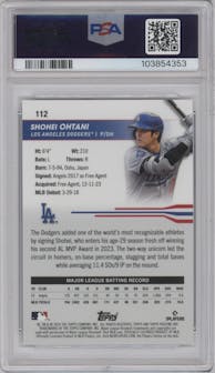 Shohei Ohtani from the 2024 Topps Pristine set graded by PSA and given an overall grade of 10.