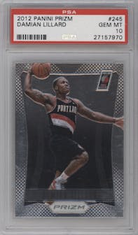 Damian Lillard from the 2012-13 Panini Prizm set graded by PSA and given an overall grade of 10.