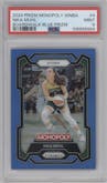 Nika Muhl from the 2024 Panini Prizm Monopoly WNBA set featuring a Boardwalk Blue Prizm parallel graded by PSA and given an overall grade of 9.