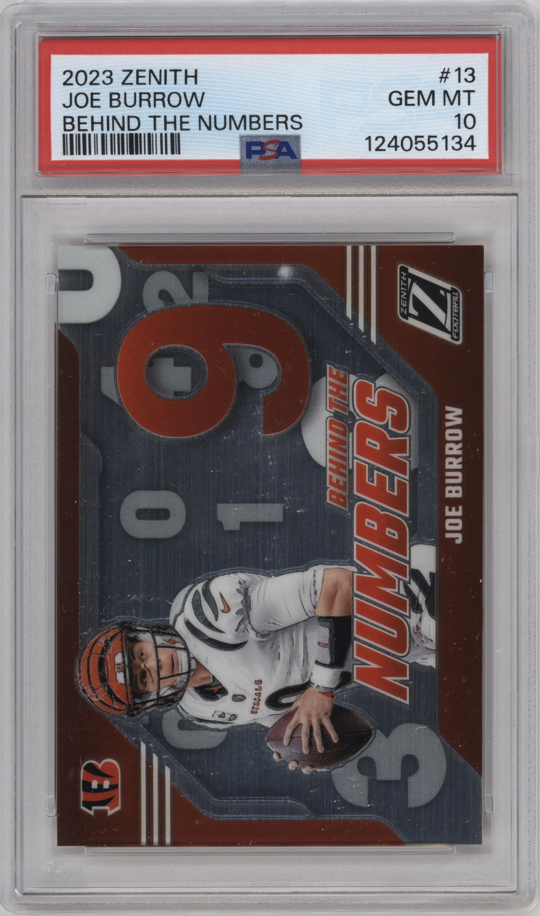 2023 Panini Zenith Behind the Numbers Joe Burrow PSA 10