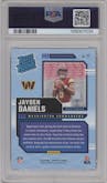 Jayden Daniels from the 2024 Donruss set graded by PSA and given an overall grade of 10.