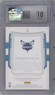 PJ Washington Jr. from the 2019-20 Panini National Treasures Basketball set featuring a FOTL Stars & Stripes parallel graded by CSG and given an overall grade of 9.