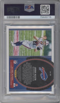 Josh Allen from the 2021 Panini One set graded by PSA and given an overall grade of 10.