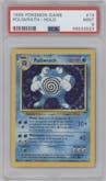 Poliwrath from the 1999 Pokemon set graded by PSA and given an overall grade of 9.