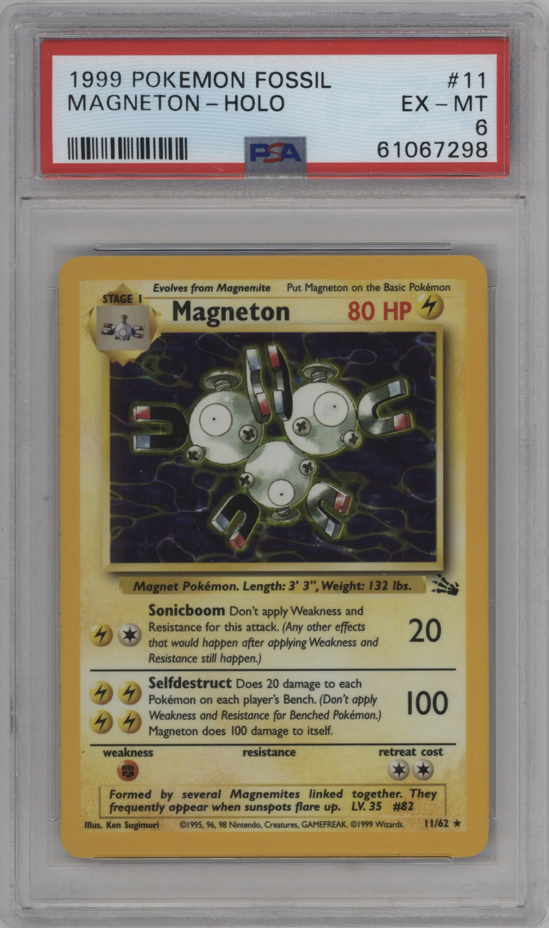 1999 Pokemon Fossil Magneton #11 PSA 6