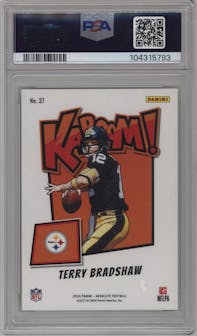 Terry Bradshaw from the 2024 Panini Absolute set graded by PSA and given an overall grade of 9.