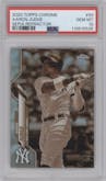 Aaron Judge from the 2020 Topps Chrome set featuring a Sepia Refractor parallel graded by PSA and given an overall grade of 10.