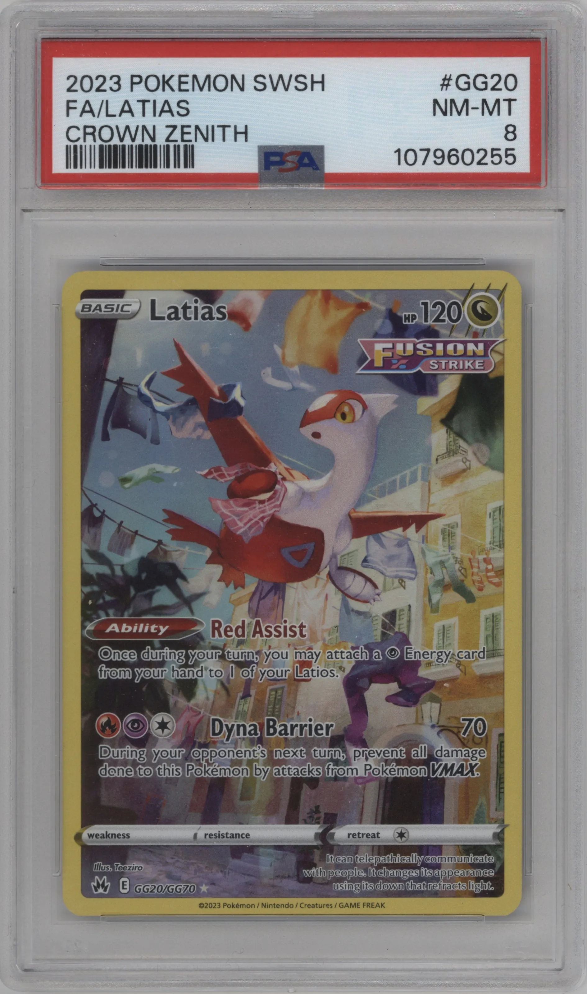 2023 Pokemon SWSH Crown Zenith GG Latias PSA 8