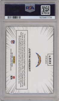 Justin Herbert from the 2021 Panini Prizm set graded by PSA and given an overall grade of 10.