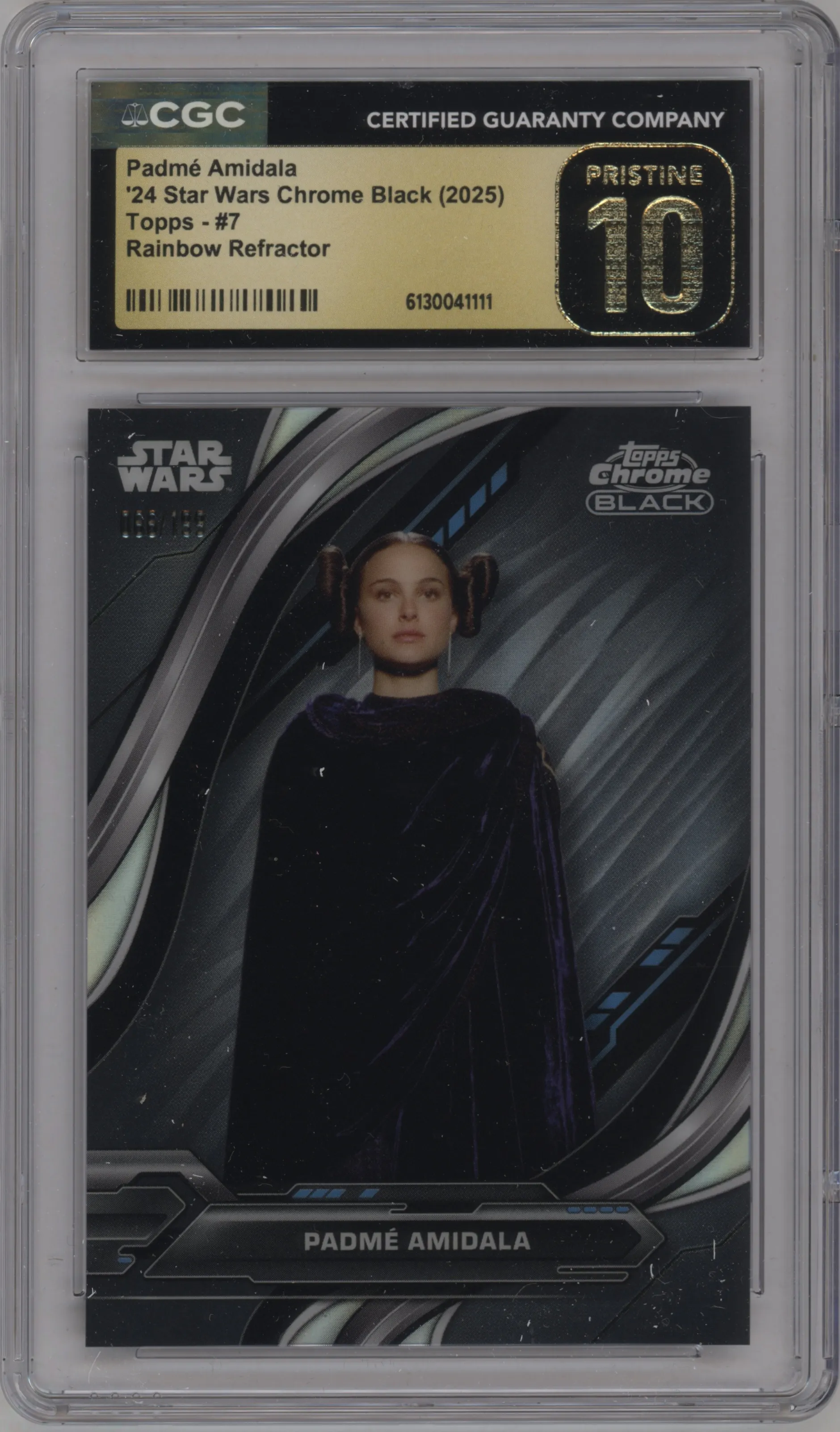 2024 Topps Chrome Black Star Wars Padme Amidala Rainbow Refractor #7 CGC 10